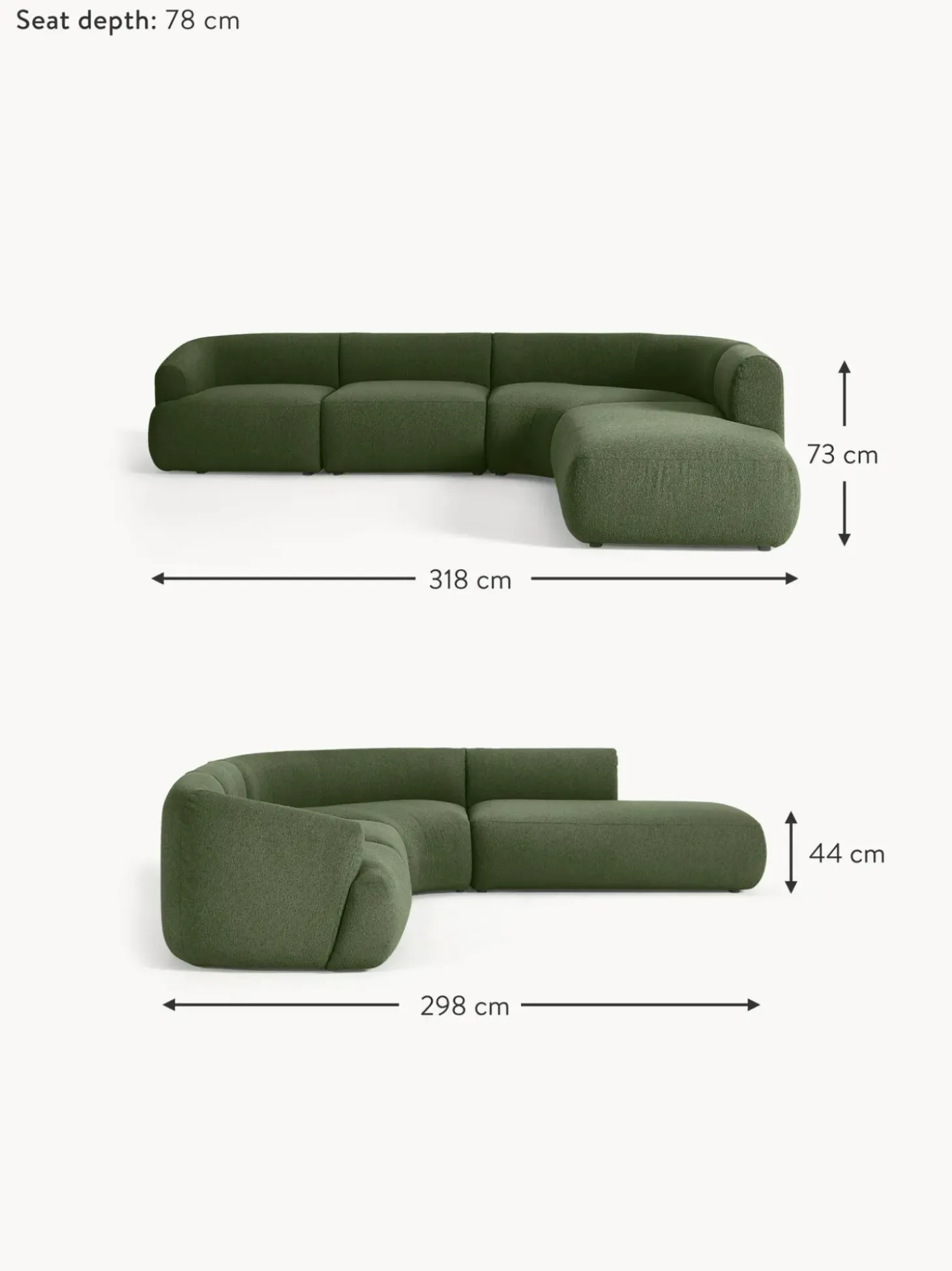 Sofa Rinconera Modular En Tejido Boucle Sofia (4 Plazas)