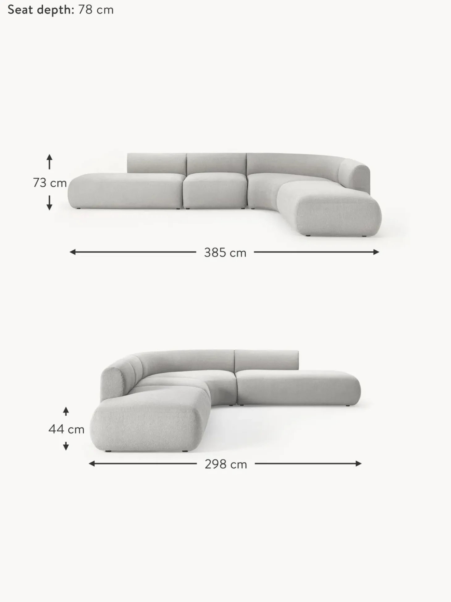 Sofa Rinconera Modular En Tejido Boucle Sofia (4 Plazas)