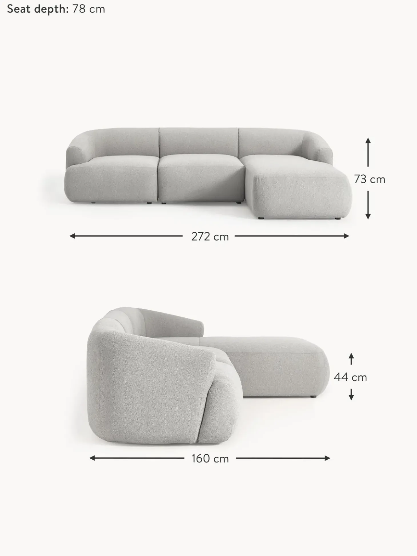 Sofa Rinconera Modular En Tejido Boucle Sofia (3 Plazas)