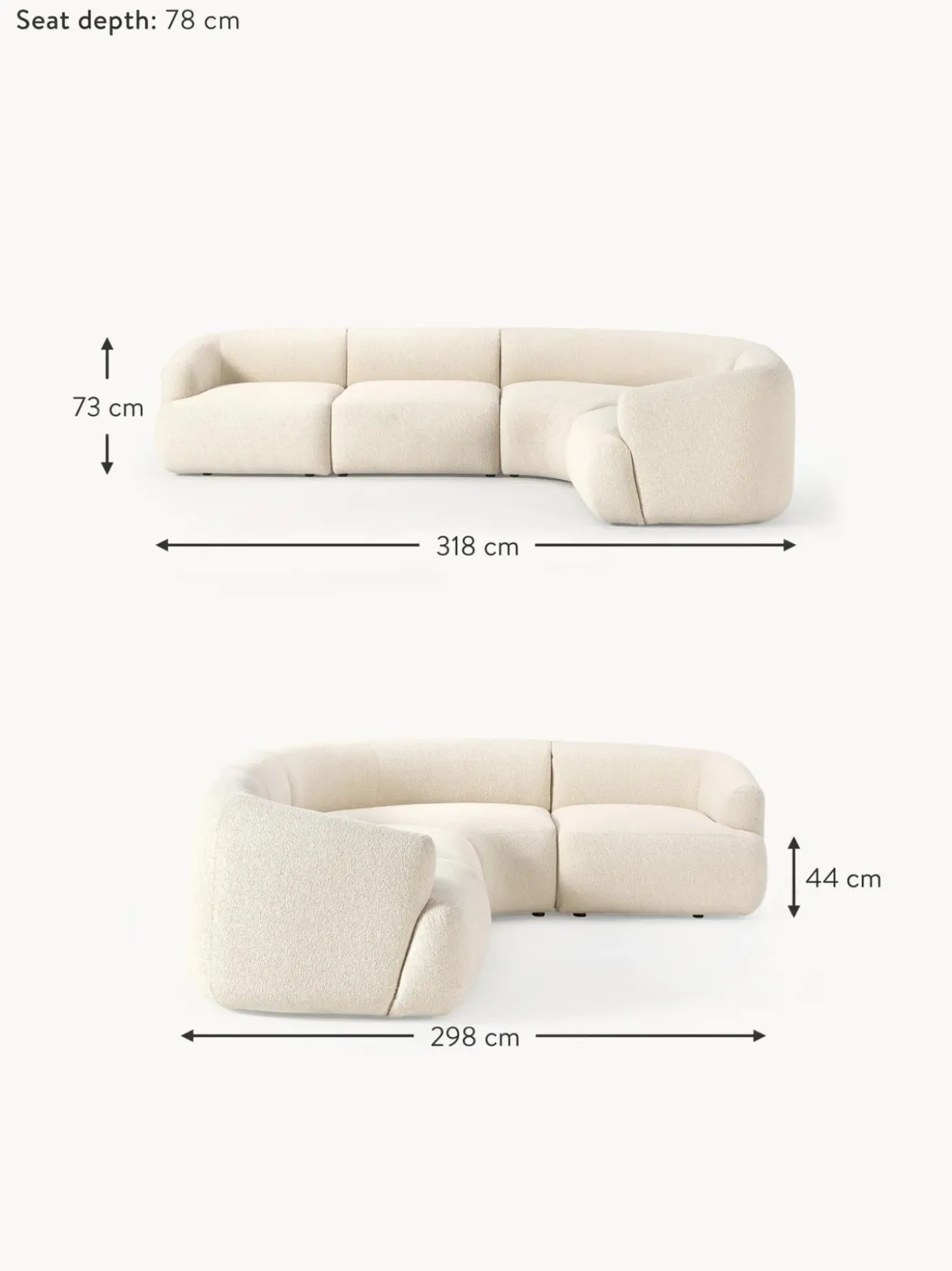 Sofa Rinconera Modular En Tejido Boucle Sofia (4 Plazas)