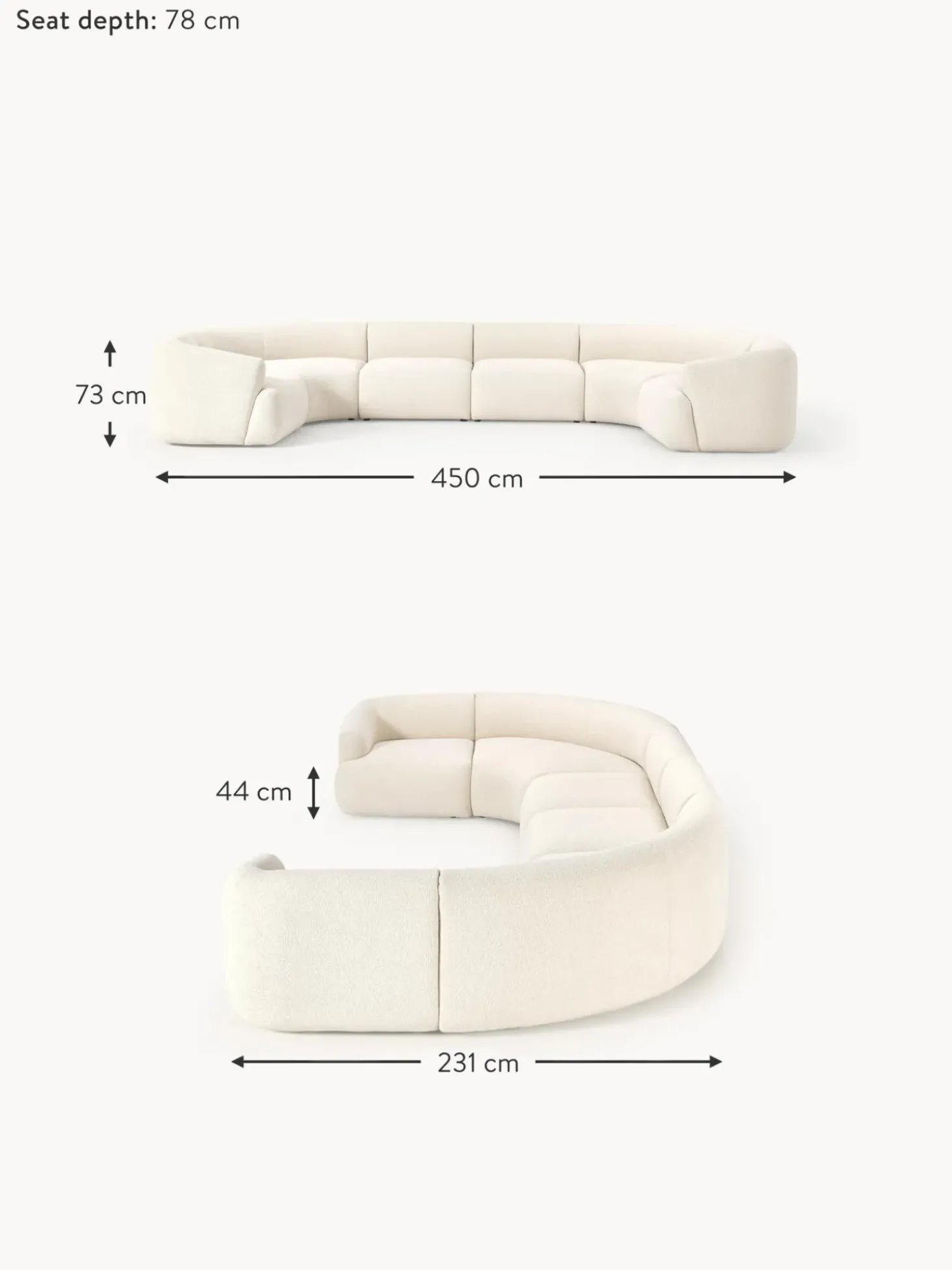 Sofa Rinconera Modular Grande En Tejido Boucle Sofia