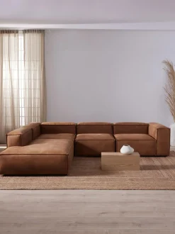 Sofa Rinconera Modular Grande De Cuero Reciclado Lennon