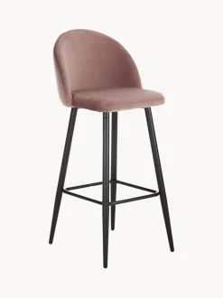 Taburete Alto Con Respaldo De Terciopelo Amy