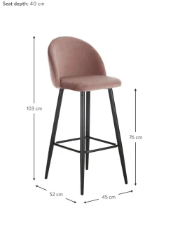 Taburete Alto Con Respaldo De Terciopelo Amy