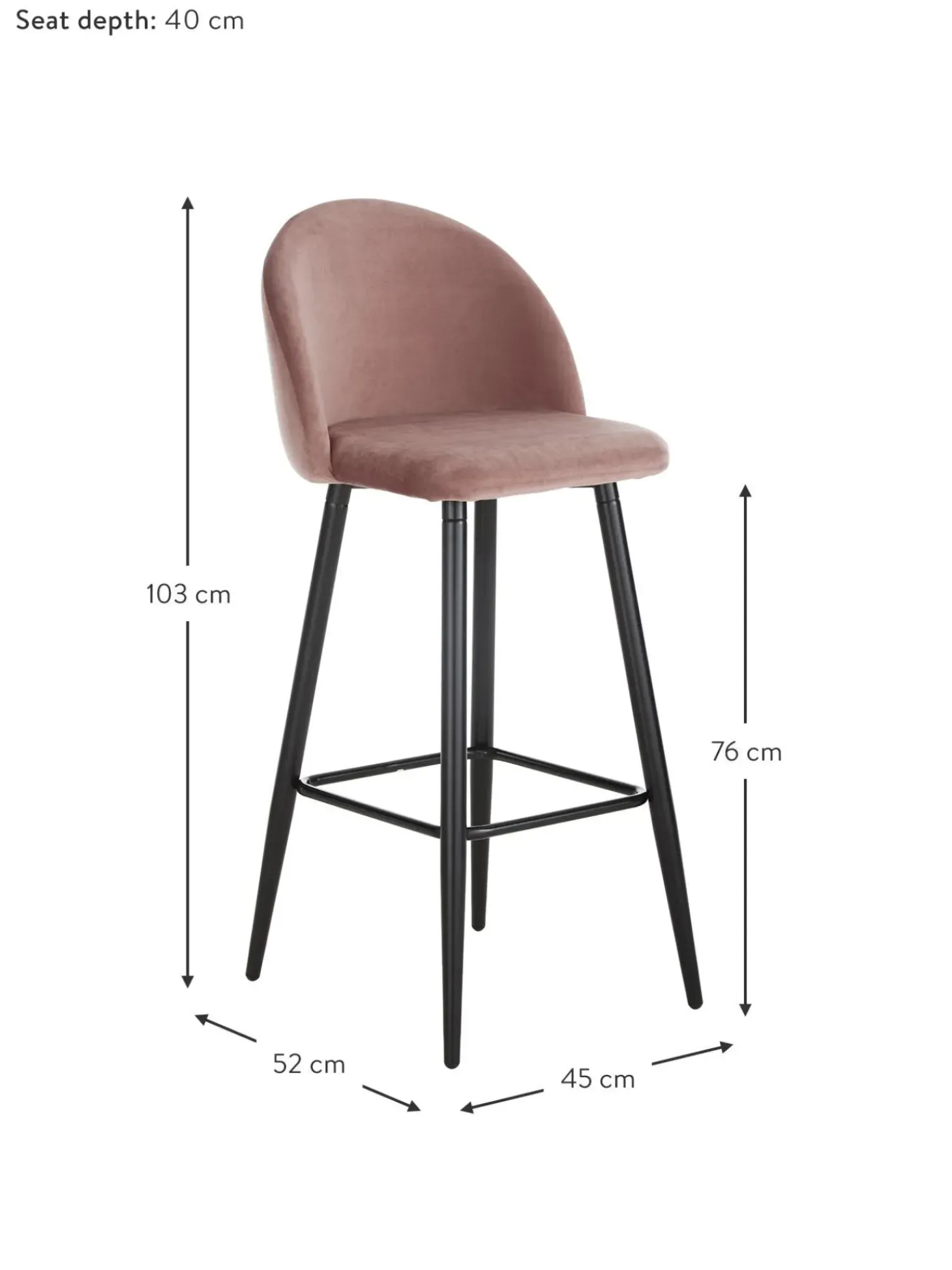 Taburete Alto Con Respaldo De Terciopelo Amy