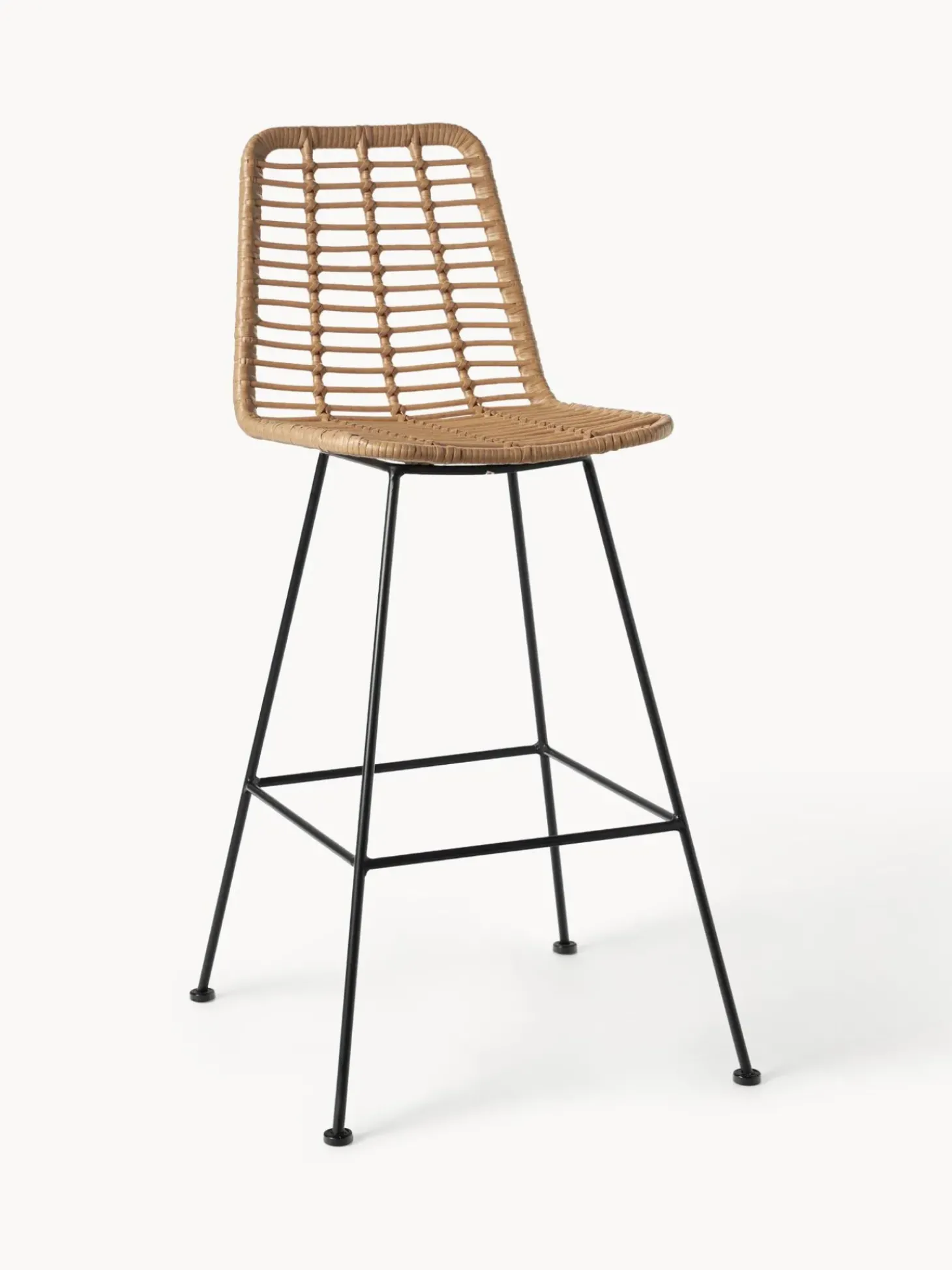 Taburete Alto De Mimbre Con Respaldo Costa