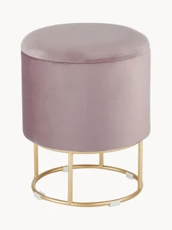 Taburete De Terciopelo Polina, Con Espacio De Almacenamiento