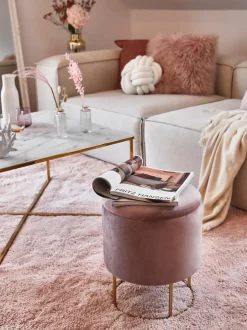 Taburete De Terciopelo Polina, Con Espacio De Almacenamiento