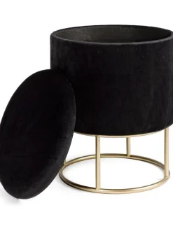 Taburete De Terciopelo Polina, Con Espacio De Almacenamiento