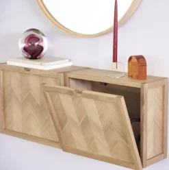 Zapatero De Pared De Roble Herringbone